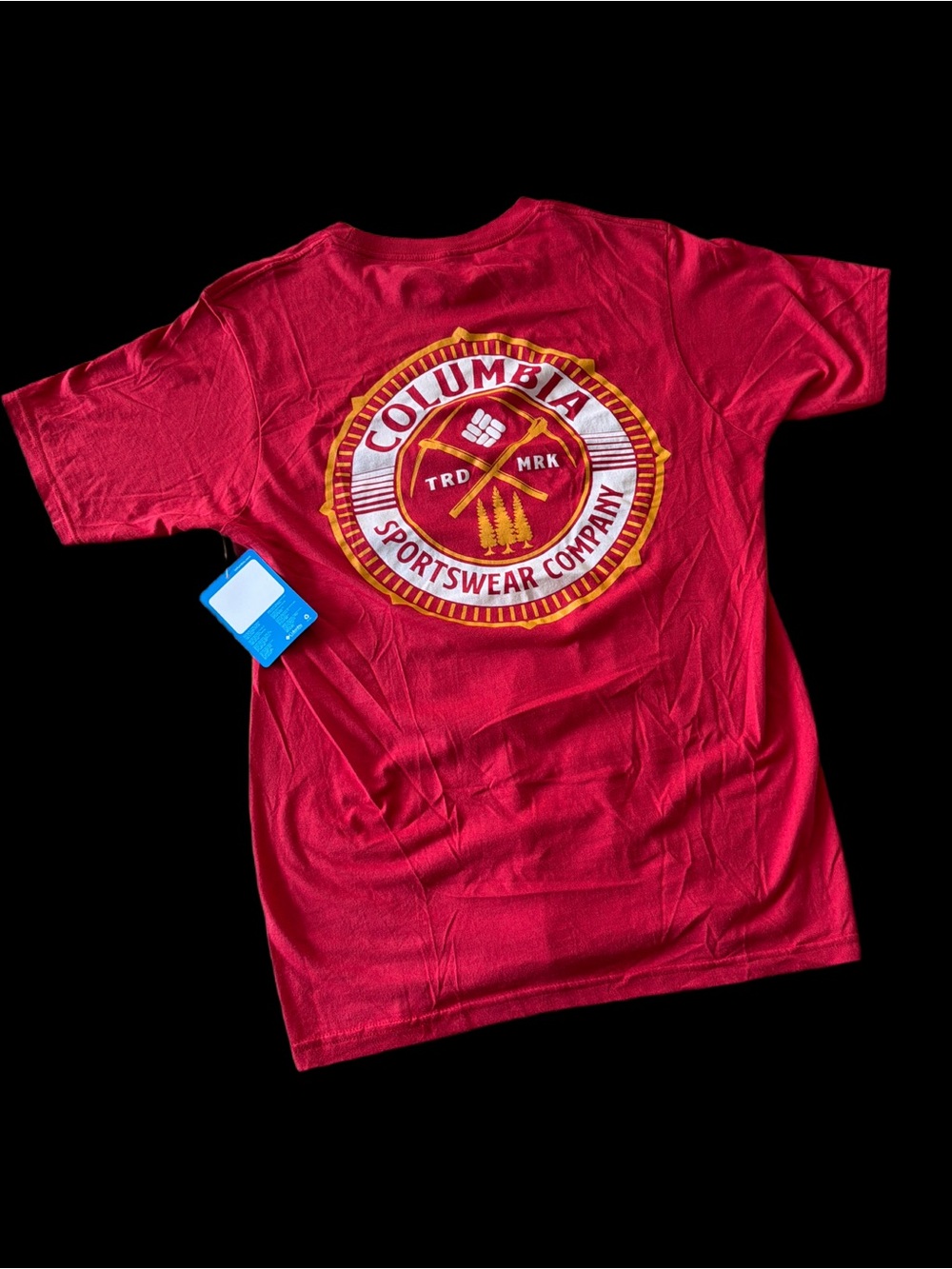 Columbia Red Short Sleeve Logo Tee with Yellow Accent